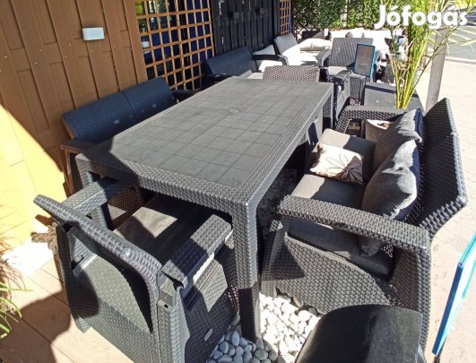 Kerti garnitúra szett Bahamas fiesta rattan hatású+Ajándék üveg