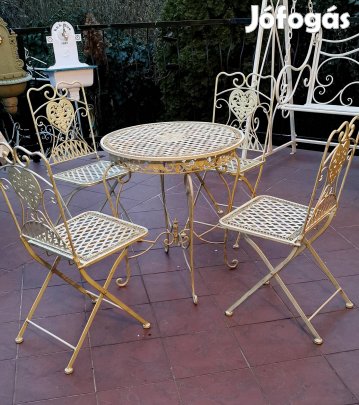 Kerti ötletek - Kovácsoltvas garnitúra (1db asztal + 4 db szék