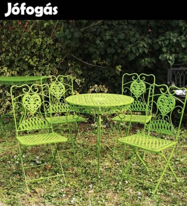 Kerti ötletek - Kovácsoltvas garnitúra (1db asztal + 4 db szék)