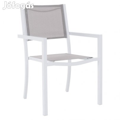 Kerti rakásolható szék, fehér acél/világosszürke, DORIO