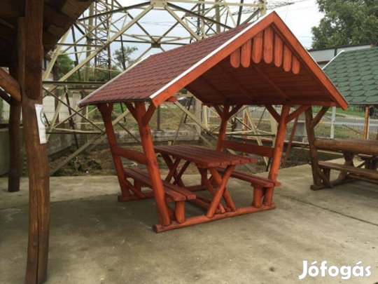 Kerti rönk sör pavilon 10 személyes zsindelytetős