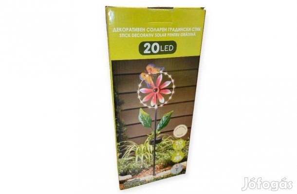 Kerti szolár lámpa virágos design 20 LED meleg fehér 70 cm