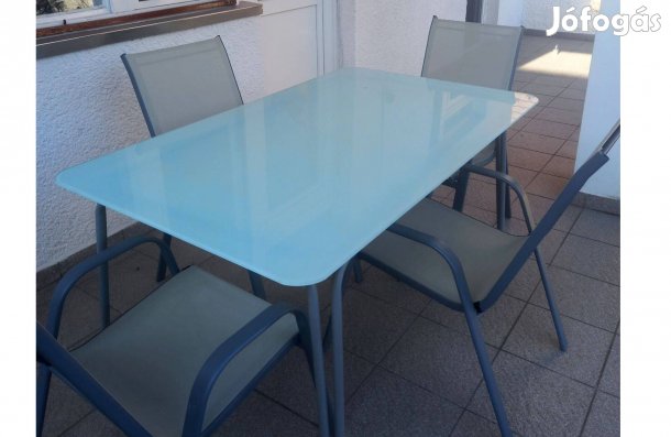 Kerti üvegasztal 4 székkel