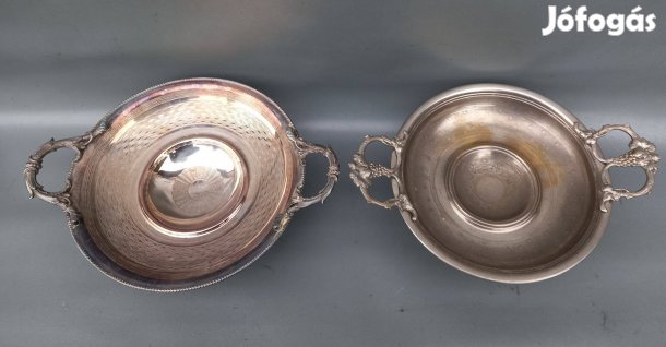 Két antik ezüstözött alpakka kínáló