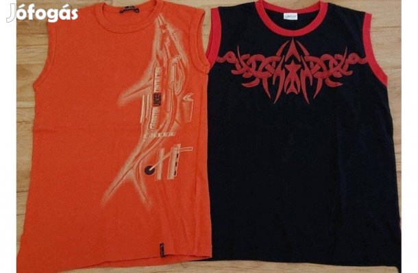 Két darab ujjatlan színes pamut póló 158-as méretben