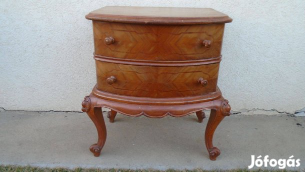 Két fiókos fa komód - oroszlán lábakkal - felújításra váró - Akció!!