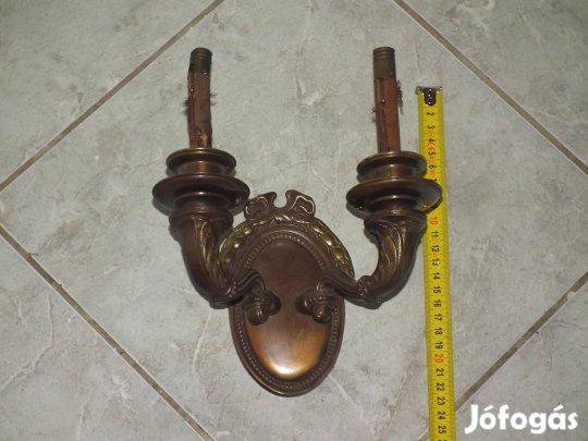 Két gyertyás patinás réz falikar