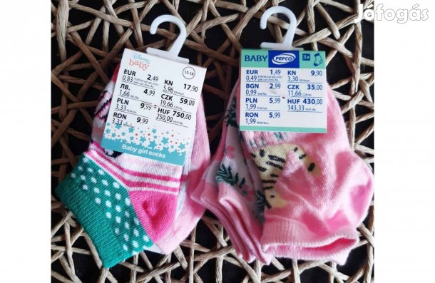 Két pár új bontatlan Pepco zokni kislányoknak 15-18-as
