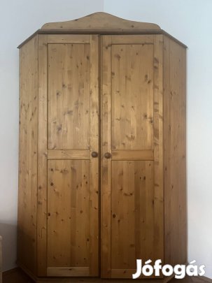 Kétajtós fenyőfa ruhásszekrény