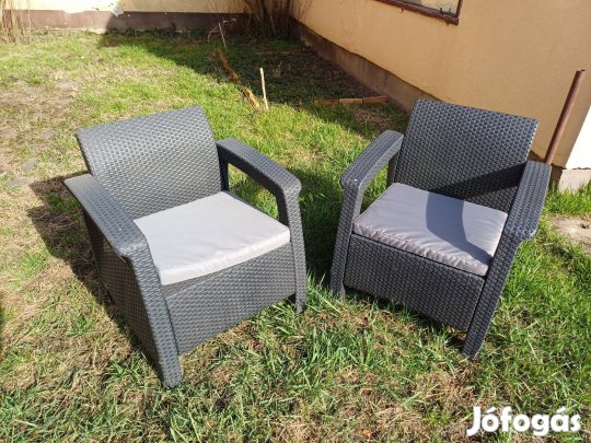 Keter Corfu Duo műrattan fotelek kerti bútor párnával