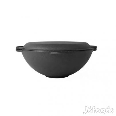 Kétrészes öntöttvas fedeles wok 32 cm szeletsütő és bogrács egyben