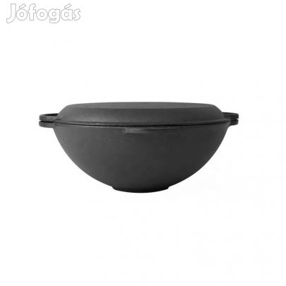 Kétrészes öntöttvas fedeles wok 32 cm szeletsütő és bogrács egyben