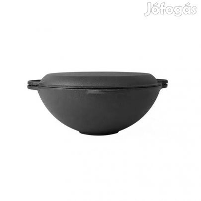 Kétrészes öntöttvas fedeles wok 37cm szeletsütő és bogrács egyben
