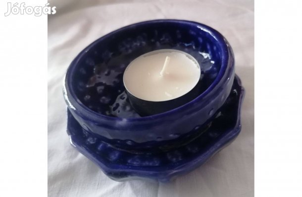 Kétrészes sötétkék kerámia mécses tartó eladó!