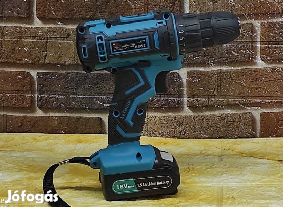 Kétsebességes Fúrógép Csavarbehajtó 18V Li-ion akkumulátorral töltővel