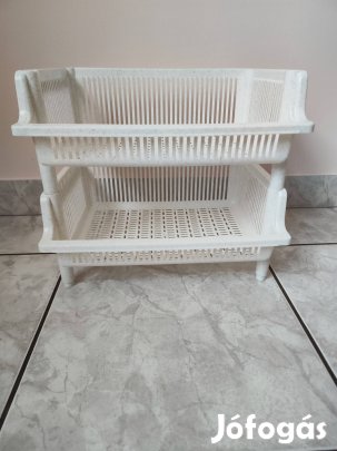 Kétszintes, egymásra helyezhető konyhai / fürdőszobai tároló polc