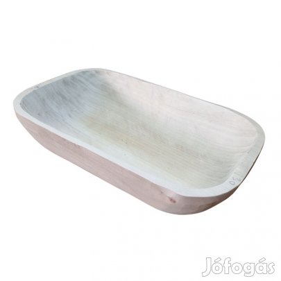 Kézi faragású hosszúkás fateknő 37 × 22 cm