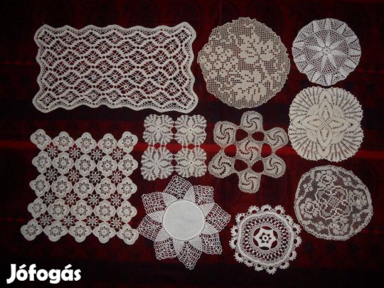 Kézi horgolású csipke terítő ( 10 db.)