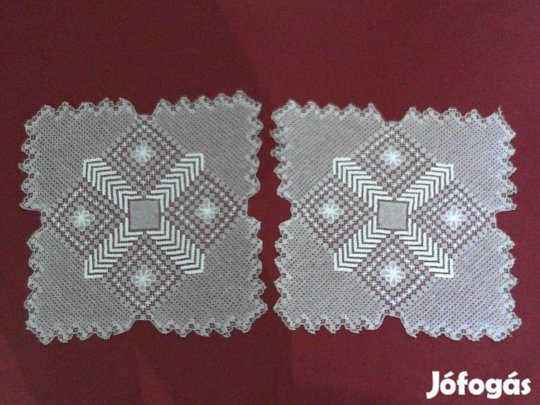 Kézi horgolású necc filé csipke terítő ( 2 db. )