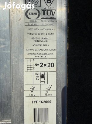 Kézi kitólható létra 2x20 fokos