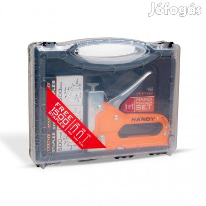 Kézi tűzőgép kofferben szett - Fém tűzőgép + 3 féle C / T / U kapocs