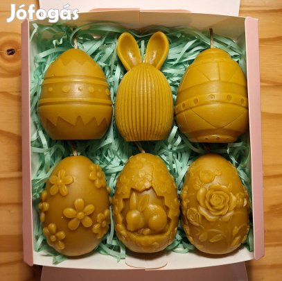 Kézműves, méhviasz húsvéti tojás gyertya box