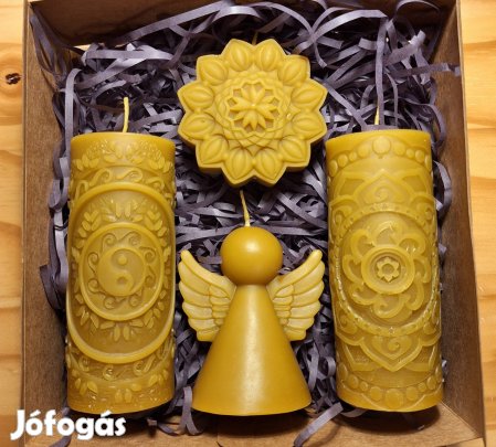 Kézműves, természetes méhviasz gyertya box