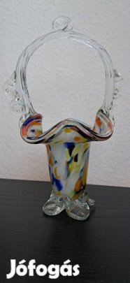 Kézműves muránói stílusú üvegkosár 25 cm
