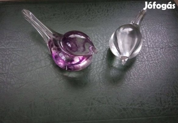 Kézműves tömör díszüveg dísztárgy levélnehezék Velence Murano