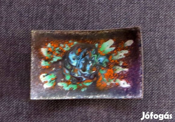 Kézműves tűzzománc dísztálca vagy ékszertartó 13 x 8 cm