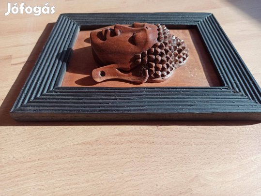 Kézzel Faragott Budha kép keretezett