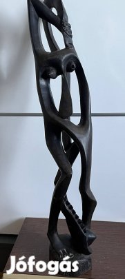 Kézzel faragott afrikai Makonde absztrakt szobor ébenfából