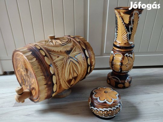 Kézzel faragott dísztárgyak 3 db
