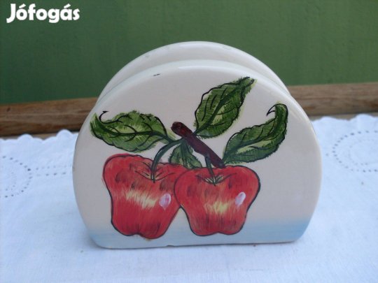 Kézzel festett, régi gránit szalvétatartó