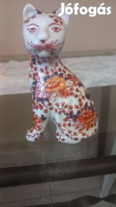 Kézzel festett keleti stílusú porcelán macska eladó!