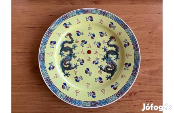 Kézzel festett kínai porcelán tányér, kínáló, dísztárgy
