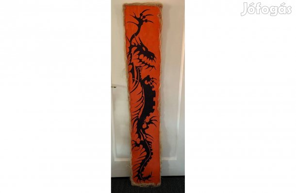 Kézzel festett kínai sárkány motívum dekor falikép 171x31x2