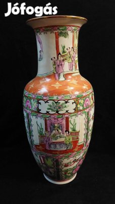 Kézzel festett nagyobb Kínai porcelán váza, 47 cm
