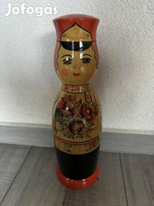 Kézzel festett orosz Matrjoska baba, 34 cm magas, női alak
