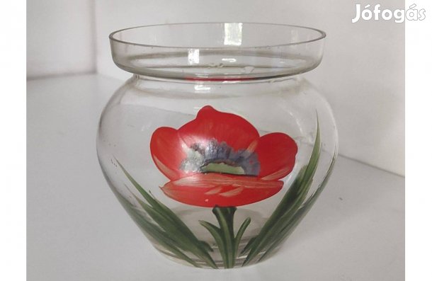 Kézzel festett pipacsos üvegecske