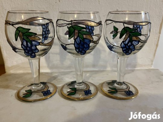 Kézzel festett talpas pohár 5 db