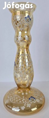 Kézzel festett üveg gyertyatartó (T:154)