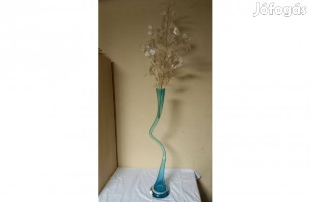 Kézzel fújt csavart üvegváza 70 cm dekorációs dísztárgy