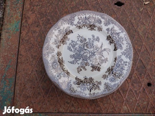 Kézzel gravírozott angol porcelán tányér, Enoch Wedgwood, ázsiai fácán