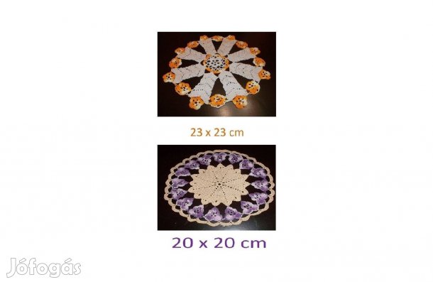 Kézzel horgolt színes csipketerítők, hibátlan állapotban
