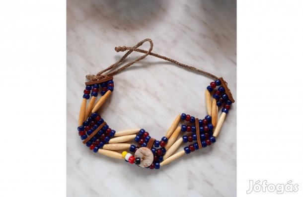 Kézzel készített Indián nyaklánc 60 cm hosszú, 4 cm sz.- Új
