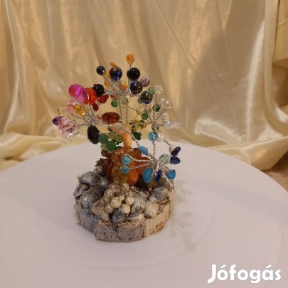 Kézzel készített díszfa-egyedi, gyöngyös dekoráció farönk alapon