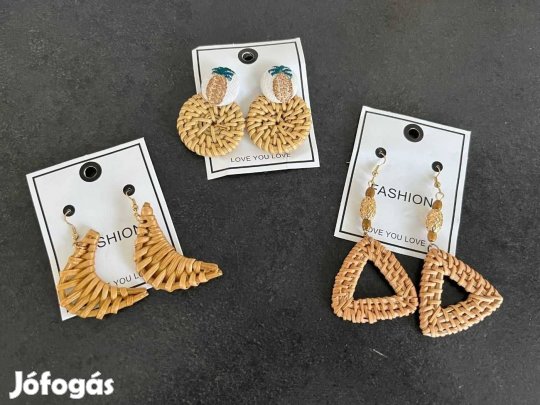 Kézzel készített egyedi női fülbevalók rattan újak
