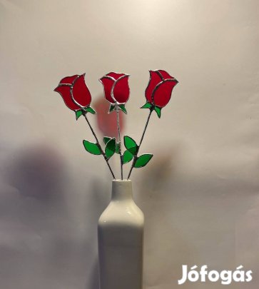 Kézzel készített ólomüveg rózsa egyedi, időtálló ajándék