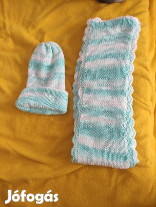 Kézzel kötött sapka sál szett